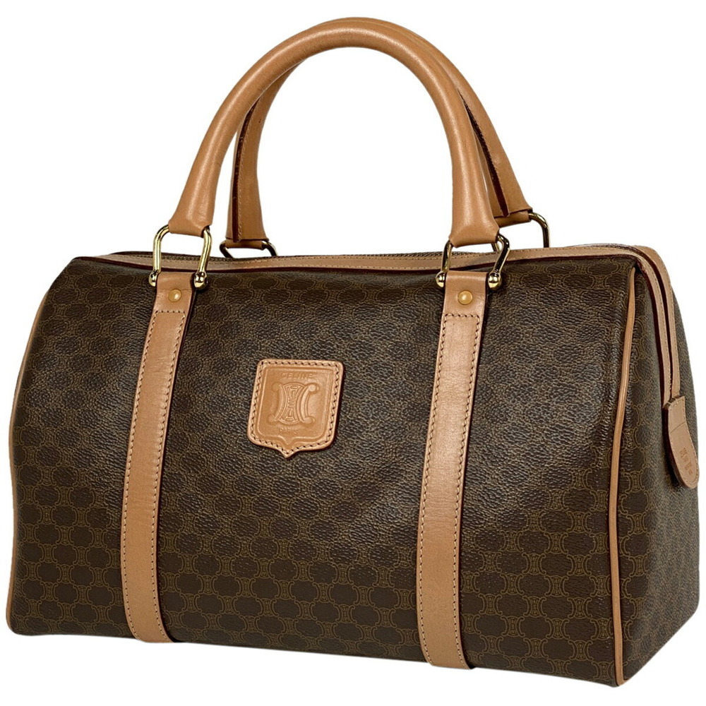 Celine Macadam Handbag Boston Canvas Brown